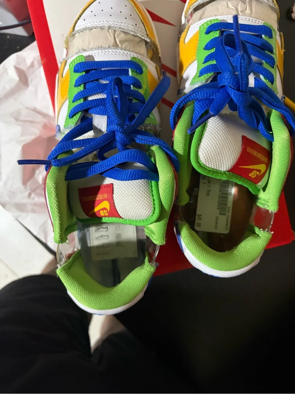 Nike Kids Multi-Panel Sneakers in Red, Yellow, Blue, Green, White authentic